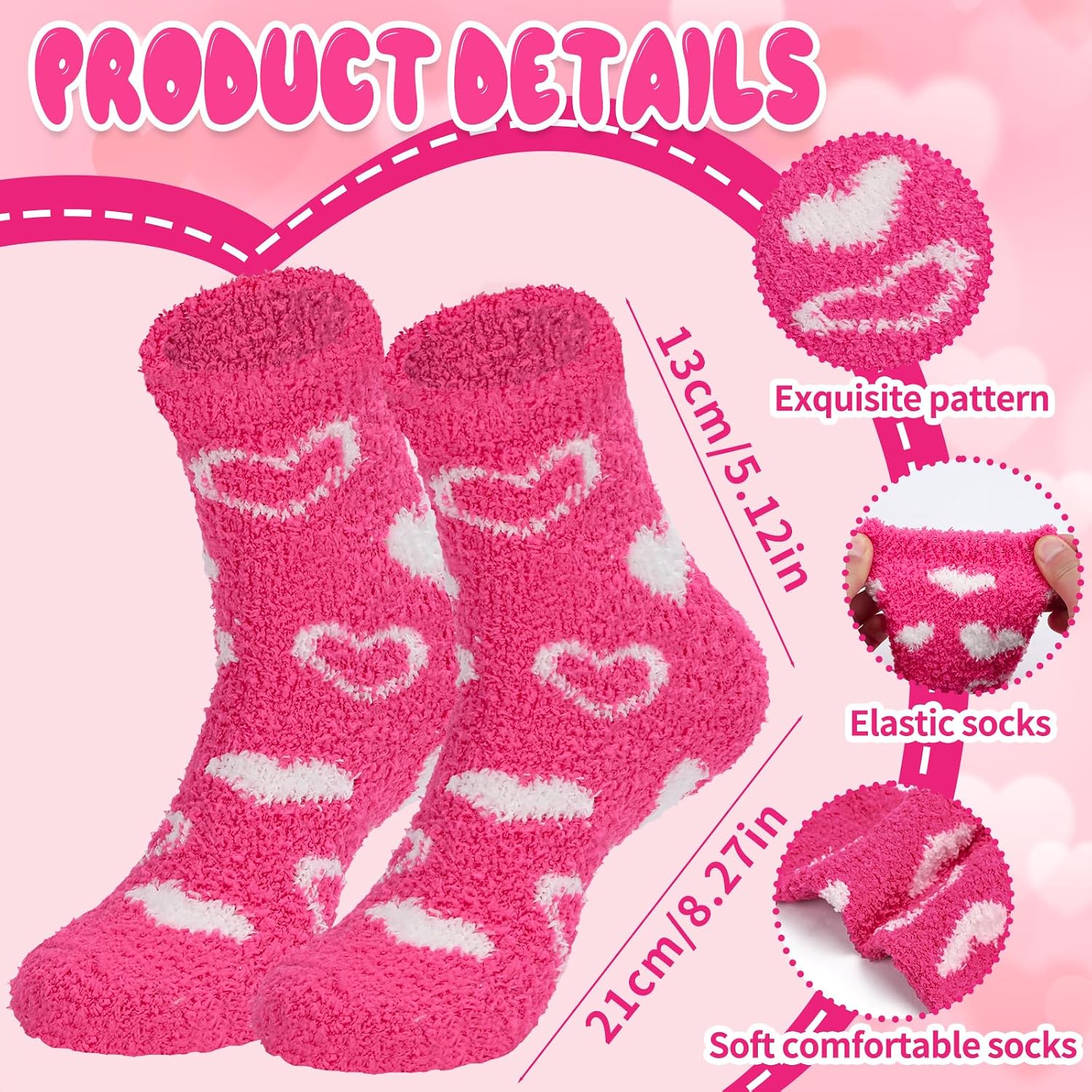 Japior 12 Pairs Valentines Cupcake Socks Gift for Women Bulk,12 Styles Classic Fluffy Warm Fuzzy Valentines Day Socks with Heart Cards,Galentine's Day Gifts for Wife Mother Friends