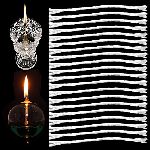 20Pcs 190mm (7.5in) Replacement White Fiberglass Wicks, 2mm