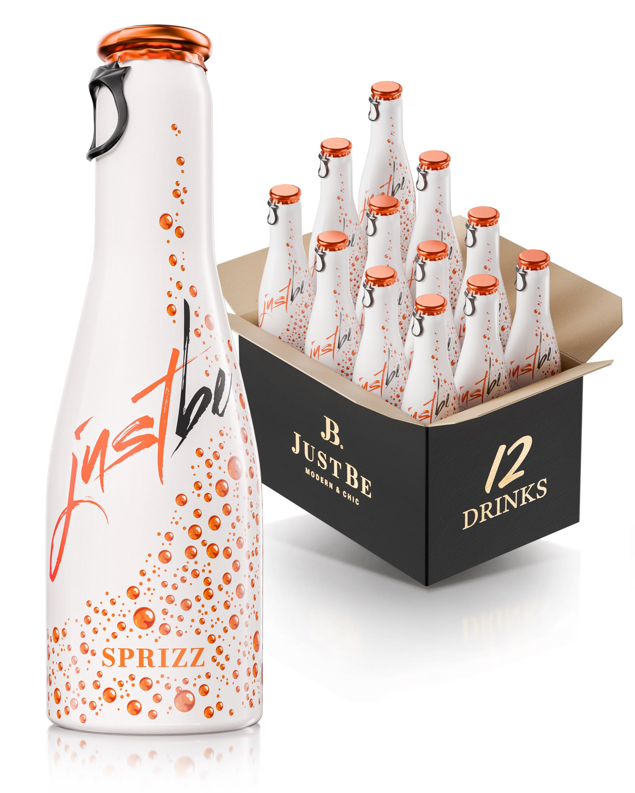 JustBe Sprizz | Piccolo Wein-Cocktail I Orange + Bitterkräuter Mix Aperitif (Sprizz, 12 x 0,2l)
