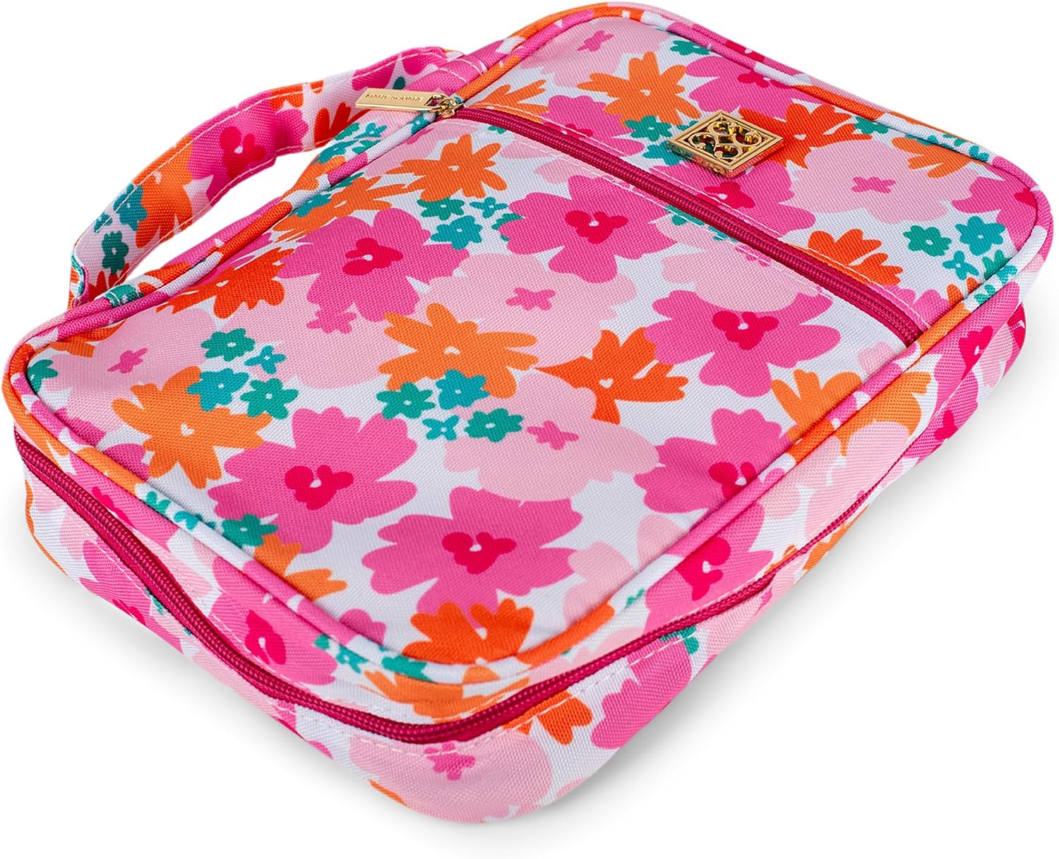 Mary Square 47788 Bold Blooms Pink Floral 10 x 9 Canvas Zippered Bible Cover