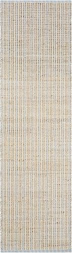 Miniatura 4 de SAFAVIEH Cape Cod Collection CAP831A - Alfombra de pasillo de yute a rayas de tejido plano natural de 2 pies 3 pulgadas x 8 pies