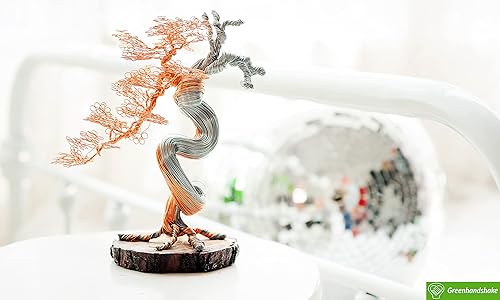 Miniatura 8 de GREENHANDSHAKE Bonsái Escultura de árbol de alambre de cobre, esculturas de árbol modernas, el mejor regalo, artesanía, decoración del hogar,