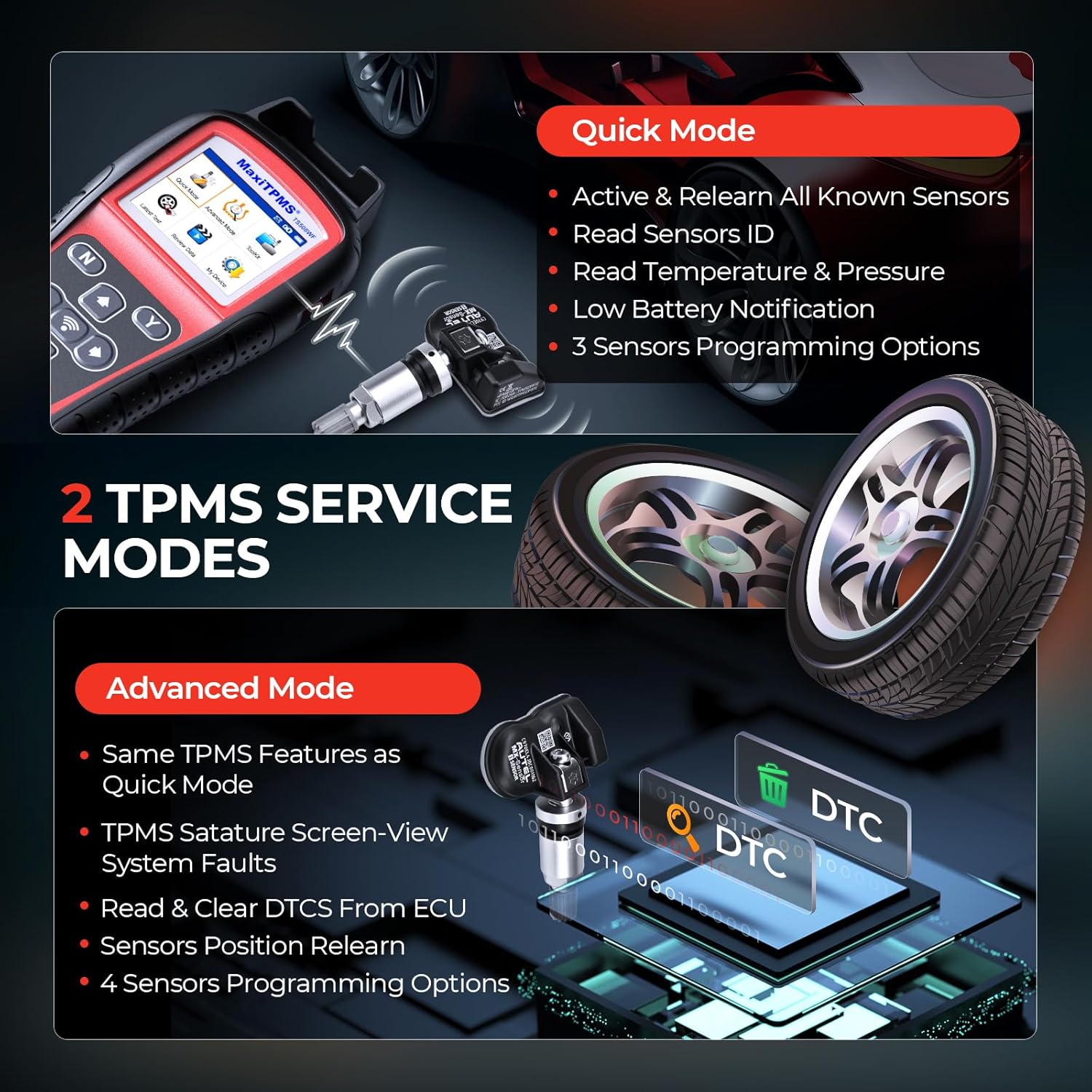 Autel MaxiTPMS TS508WF Kit 2025, TPMS Programming Tool with 8PCS 315 433MHz Sensors (229$), WiFi Ver. of TS508 TS501 Pro TS408s, Relearn/Activate All TPMS Sensor, TPMS Reset, Lifetime Free Update