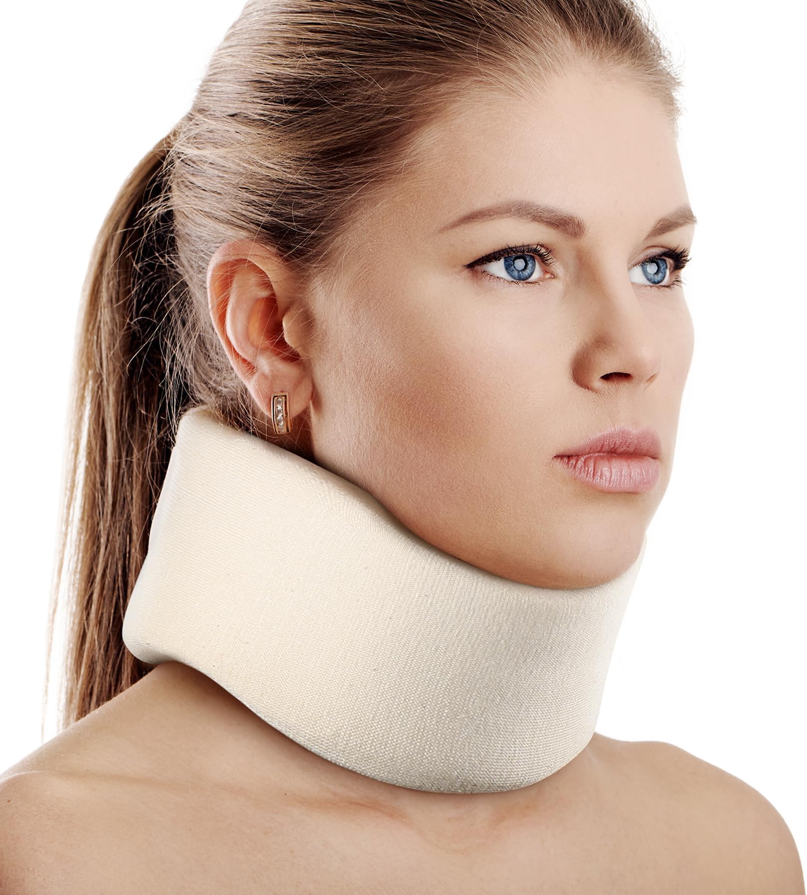 Soft Foam Neck Brace Universal Cervical Collar, Adjustable Neck Support Brace for Sleeping - Relieves Neck Pain and Spine Pressure, Neck Collar After Whiplash or Injury (3" Depth Collar, M)