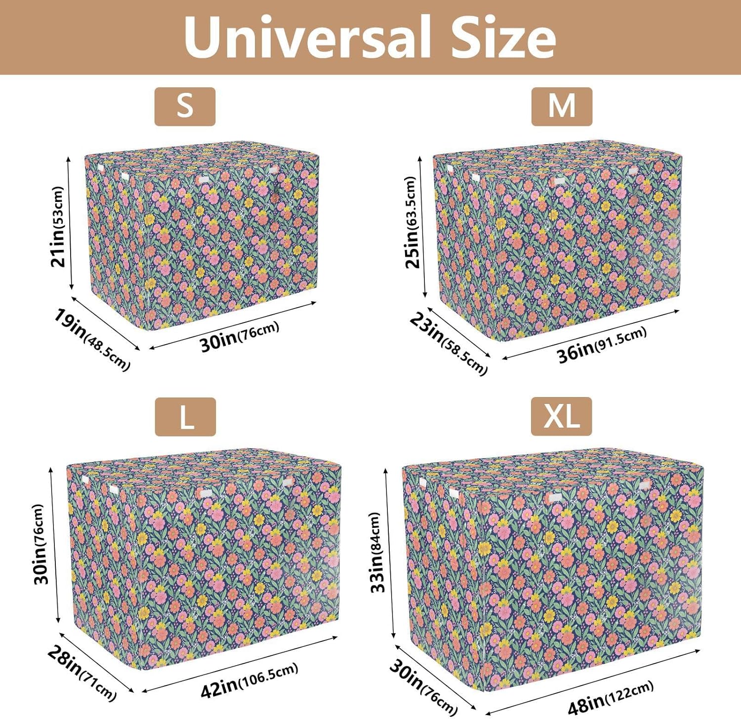 Floral Navy Blue Dog Cage Covers Pets Kennel Covers Roller Shades 48 Inch