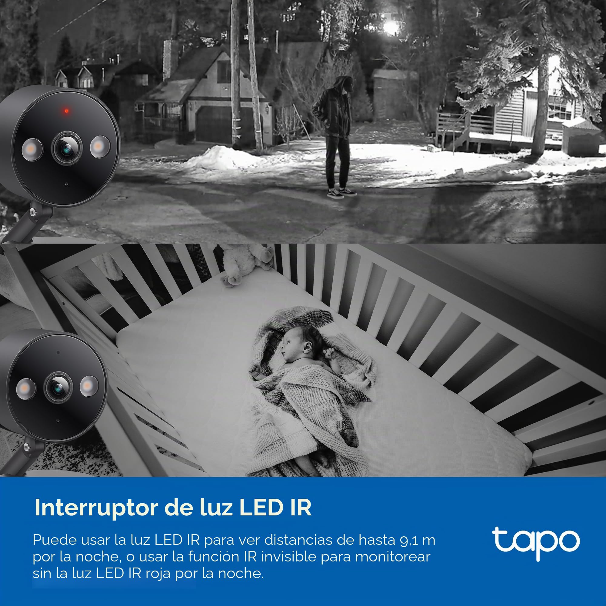 Tapo by TP-Link 2K QHD Cámara de Seguridad Interior/Exterior, visión Nocturna a Color, detección Gratuita de Personas/Mascotas/vehículos, Monitor de bebé, Almacenamiento Local/en la Nube, IP66, Doble