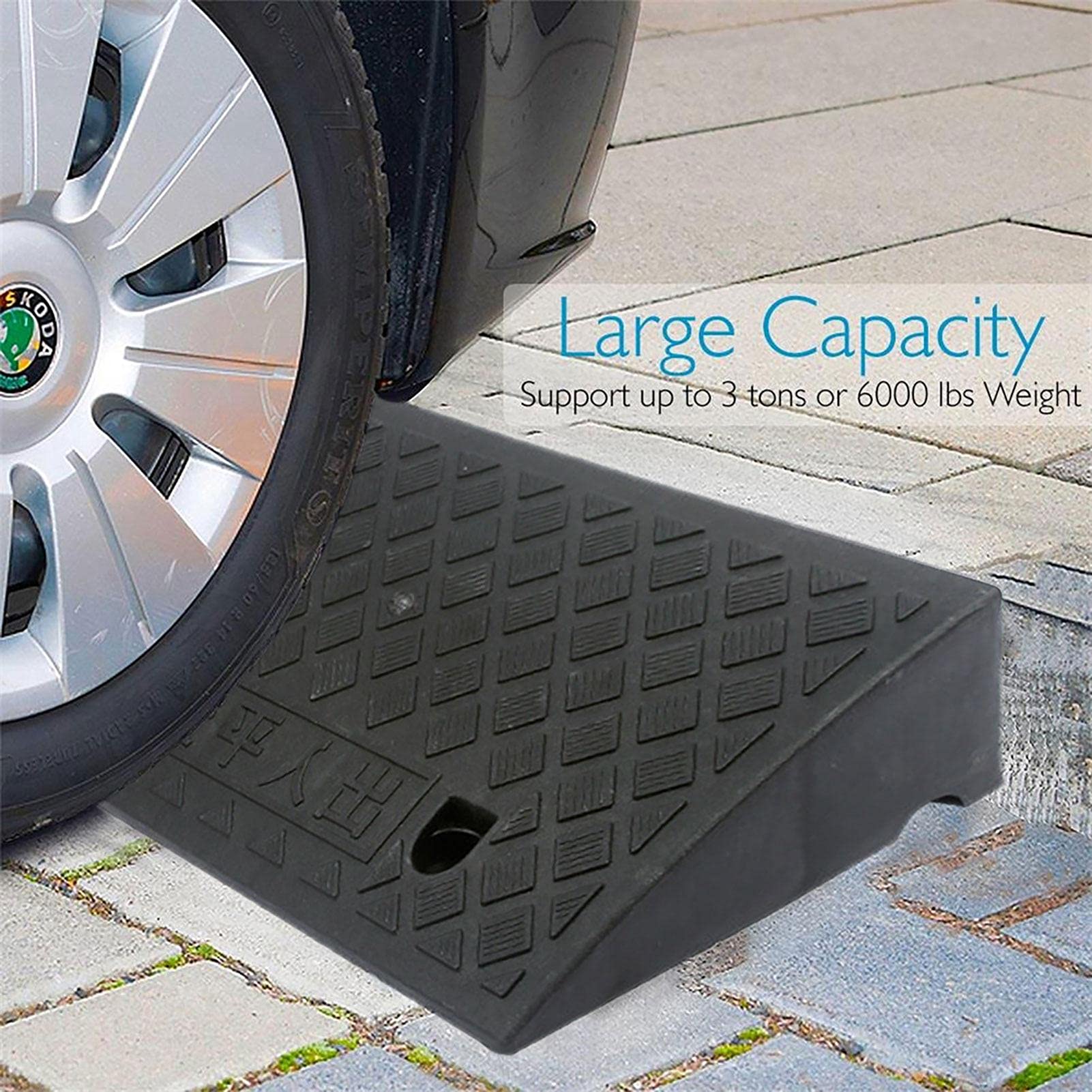 Lot De 2 Rampes De Trottoir Portatives En Plastique PVC - 25x27x7cm Pour Voiture, Scooter, Vélo, Remorque Et Fauteuil Roulant