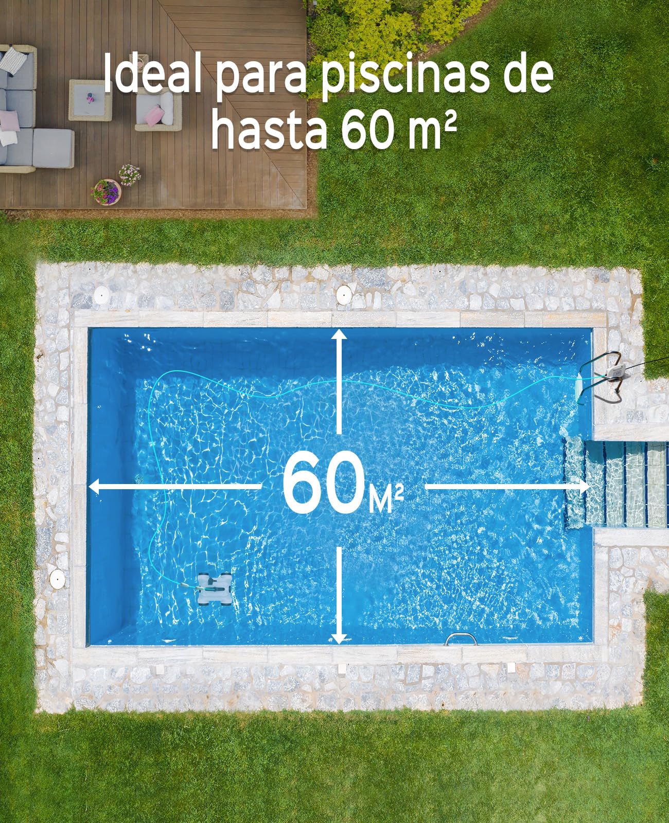 WYBOT Robot Piscina, Limpiafondos Piscina Automático con Motor Dual, 3 Funciones de Temporización, Cepillo para Limpiar Fondo, Filtro Fino de 180 μm, Ideal para Piscinas sobre/en el Suelo