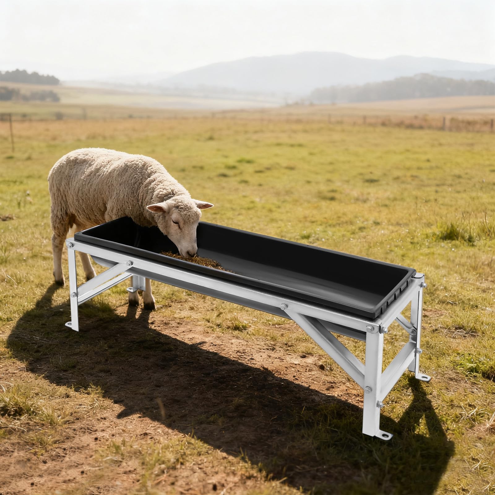 Comedero para ganado, comedero largo, 100 × 30 × 36,5 cm, comedero para ovejas de acero galvanizado, comedero para ganado, comedero, comedero de acero para terneros, ovejas, caballos