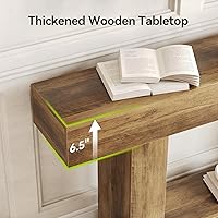 Vista 6 de LITTLE TREE 63 Inches Long Console Table, 2-Tier Farmhouse Sofa Table Behind Couch, Large Narrow Entryway Table for Living Room, Wooden Hallway