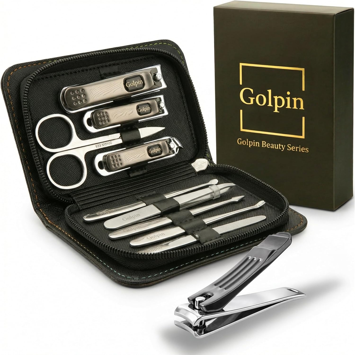 9 Pcs Manicure Set for Men & Women – Stainless Steel Manicure & Pedicure Kit with Travel Nail Grooming Case, Nail Clippers, Cuticle Tools – Gift-Ready Mens Manicure Kit & Womens Grooming Set