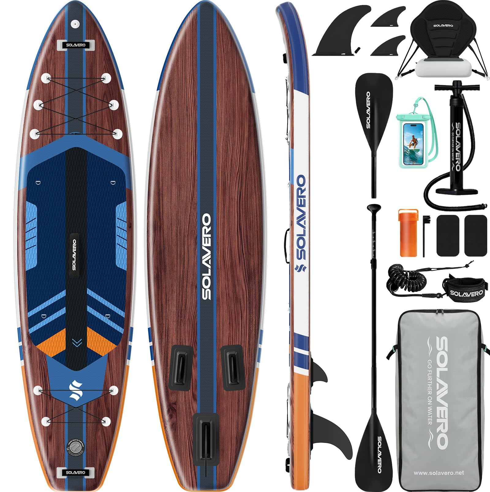 Amazon | SOLAVERO 長350cm 幅89cm SUPボード カヤックシート付属 耐荷