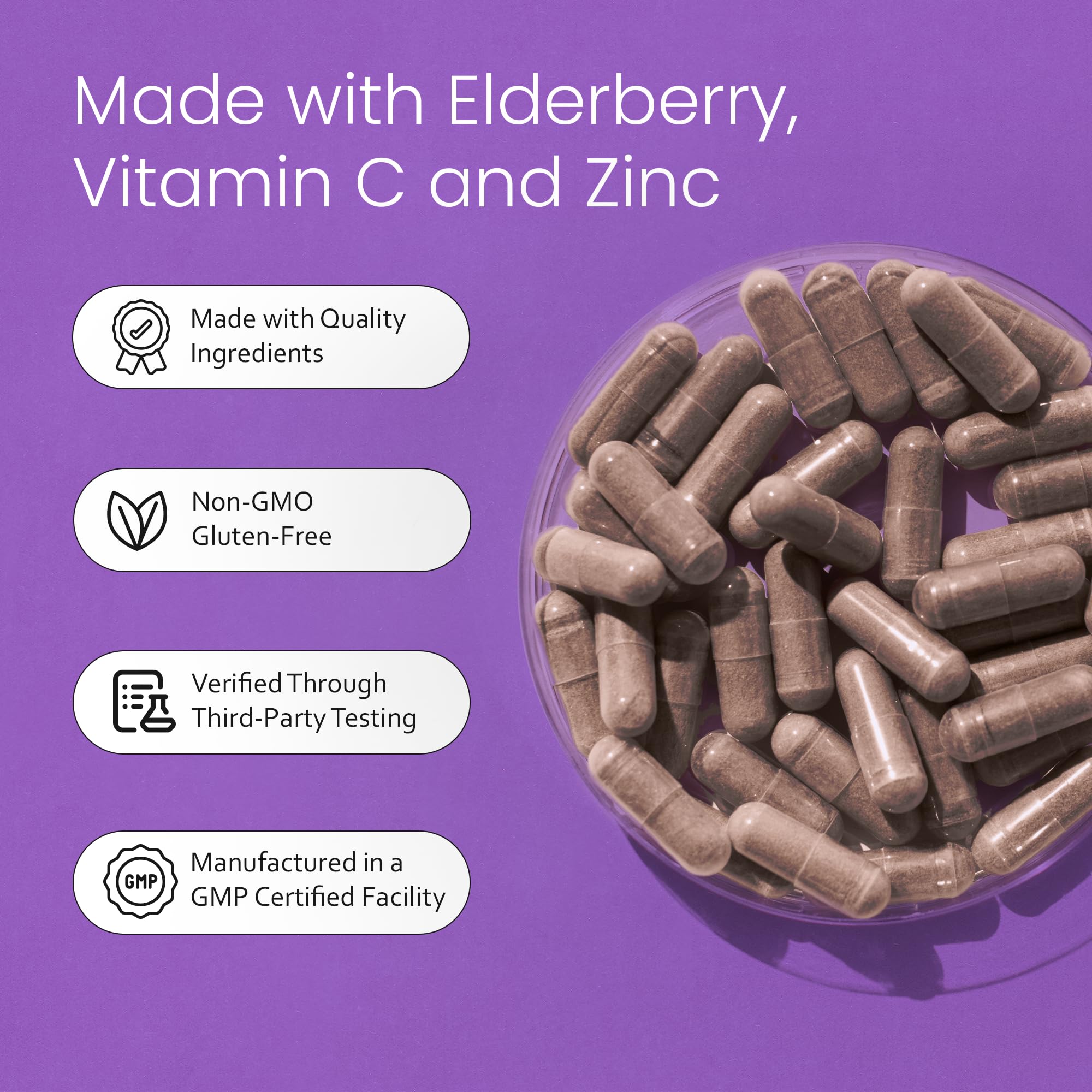 NaturaLife Labs Sambucus Elderberry Capsules – with Vitamin C & Zinc – Immune Support Supplement – 90 Vegan Capsules – Non-GMO & Gluten-Free — Amazon image 3