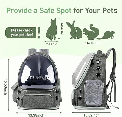 Miniatura 11 de Mochila para gatos con ventana de burbujas, transpirable y plegable, transportador de viaje para mascotas para perros y gatos pequeños, aprobado por