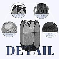 Vista 3 de Cestos de lavandería desplegables, cesta desplegable de malla, cesta plegable y ligera para lavar ropa duradera para dormitorio, hogar, viajes, Negro