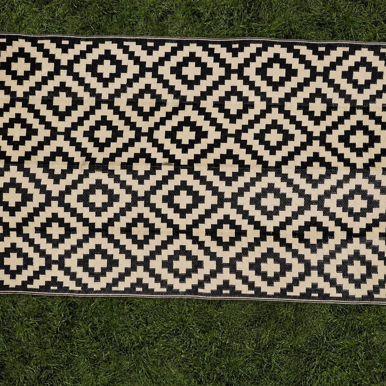 Hixingo Tapis Extérieur Terrasse Imperméable (Beige,152 * 244cm) | Tapis de Jardin Plastique Pliable pour Balcon Réversible ,Camping-Car et Pique-Nique, Tapis de Sol Antidérapant Résistant
