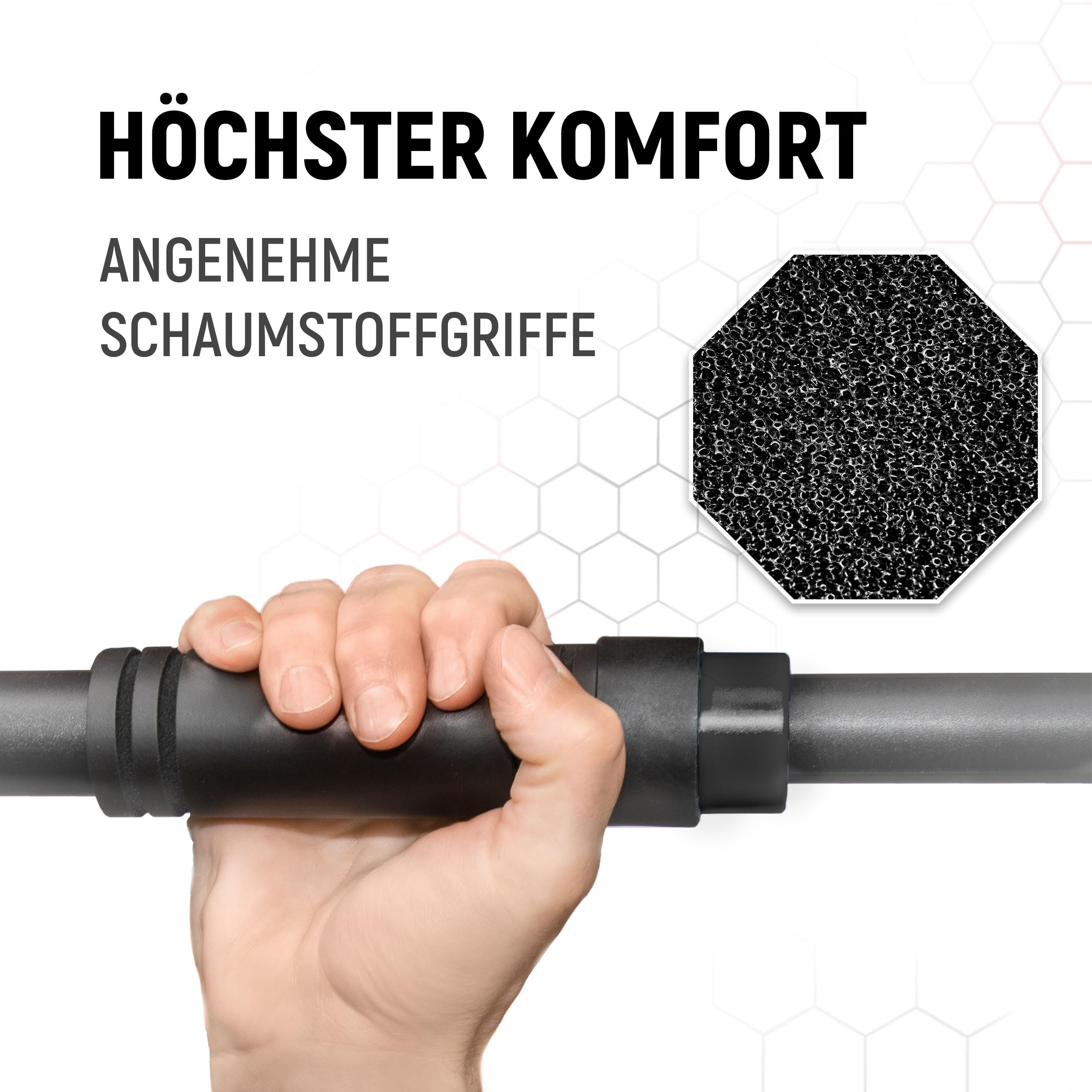NEOLYMP Türreck Klimmzugstange ohne Schrauben mit Pull Up Bar E-Book - Verstellbare Klimmzugstange von 70-100 cm mit Gewindestange für sicheren Halt bis 200 kg