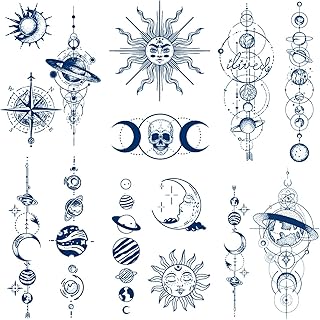 Space Semi Permanent Tattoo, 6-Sheet Long Lasting 1-2 Weeks Temporary Ta...