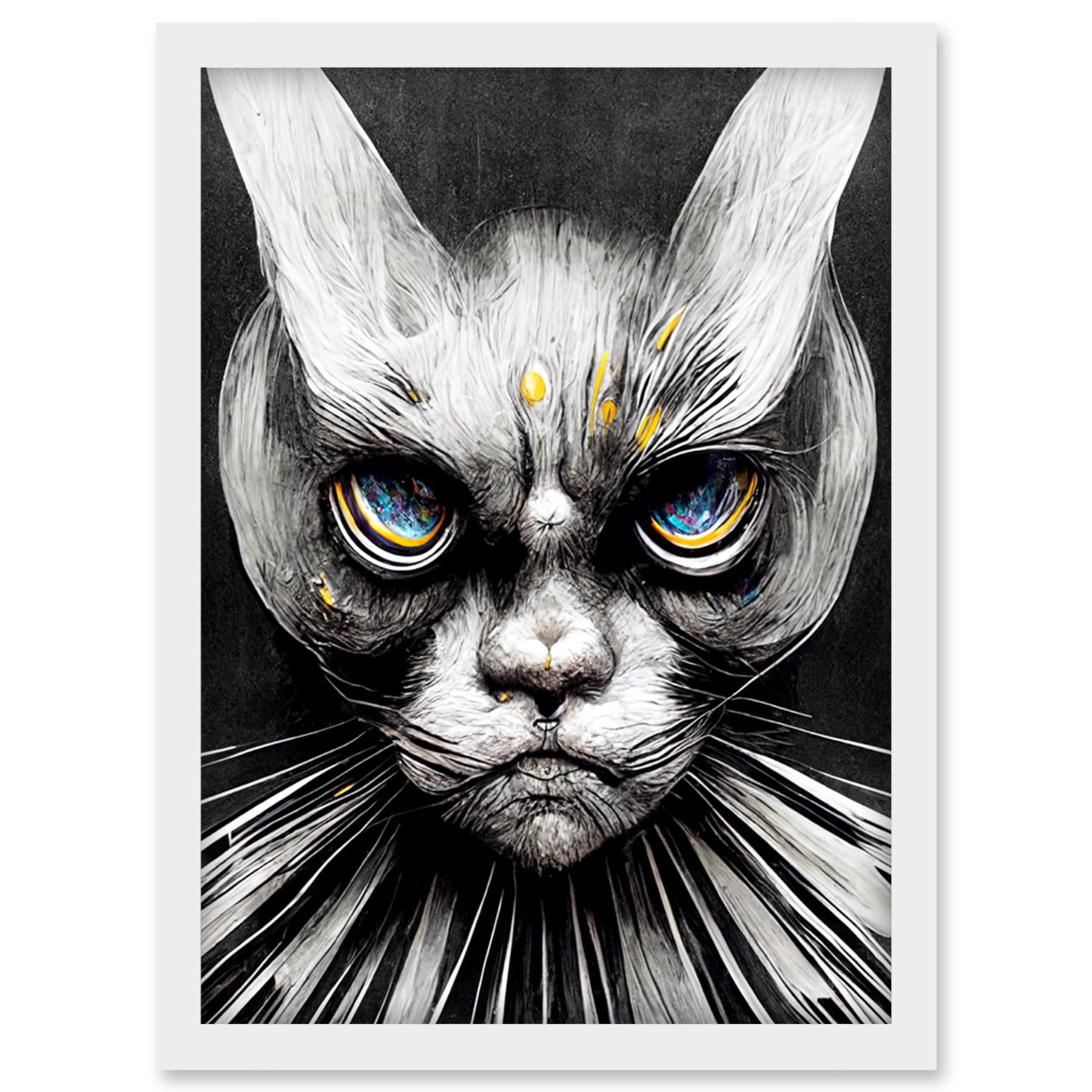 Doppelganger33 LTD The Sultan Of Cat Land Fantasy Gothic Cat Portrait Artwork Framed Wall Art Print A4