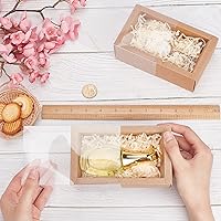 Vista 3 de BENECREAT Paquete de 12 cajas rectangulares de papel kraft de 7 x 5 x 1.5 pulgadas con ventana de plástico de PVC para regalos de fiesta, dulces