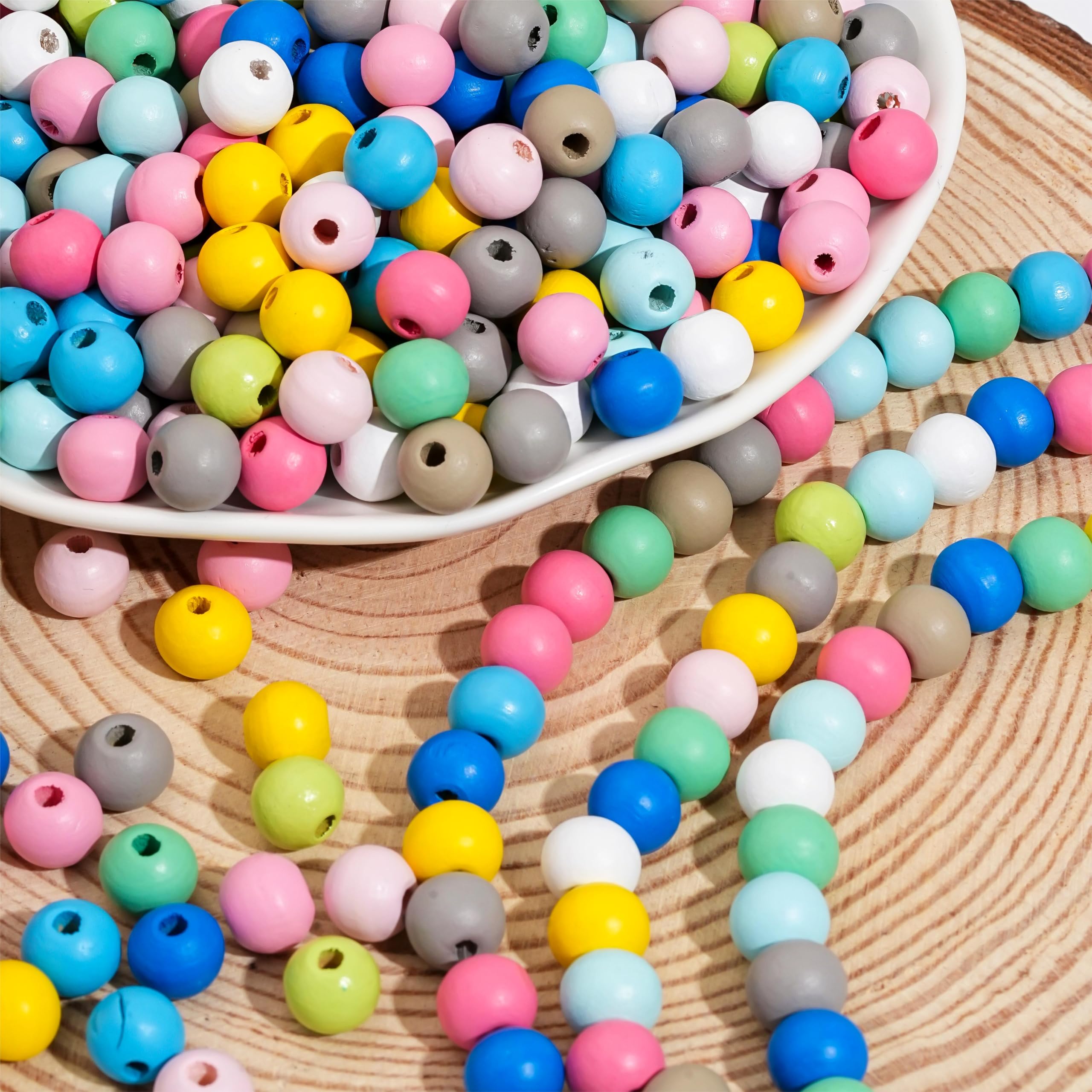 FTXanty Lot De 500 Perles Rondes En Bois Multicolores De 10 | FindTheDeal