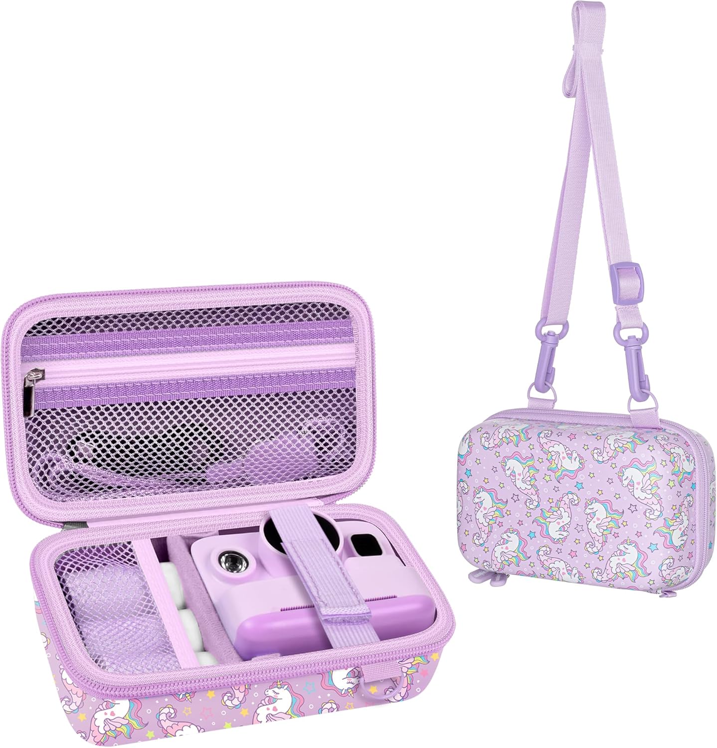 Leayjeen Kids Camera Case Compatible with Dylanto/GKTZ/HiMont/CAMCLID/ESOXOFFORE Kids Instant Print Camera, Kids Instant Camera for 1080P Printed Photos - Purple Unicorn (Case Only)