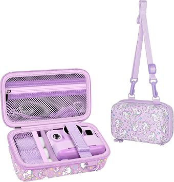 Leayjeen Kids Instant Camer Case for ESOXOFFORE/Dylanto -Purple Unicorn | Compatible with GKTZ/HiMont/CAMCLID Kids Instant Camera, Hard EVA shockproof Storage Travel Carry Bag Case Only