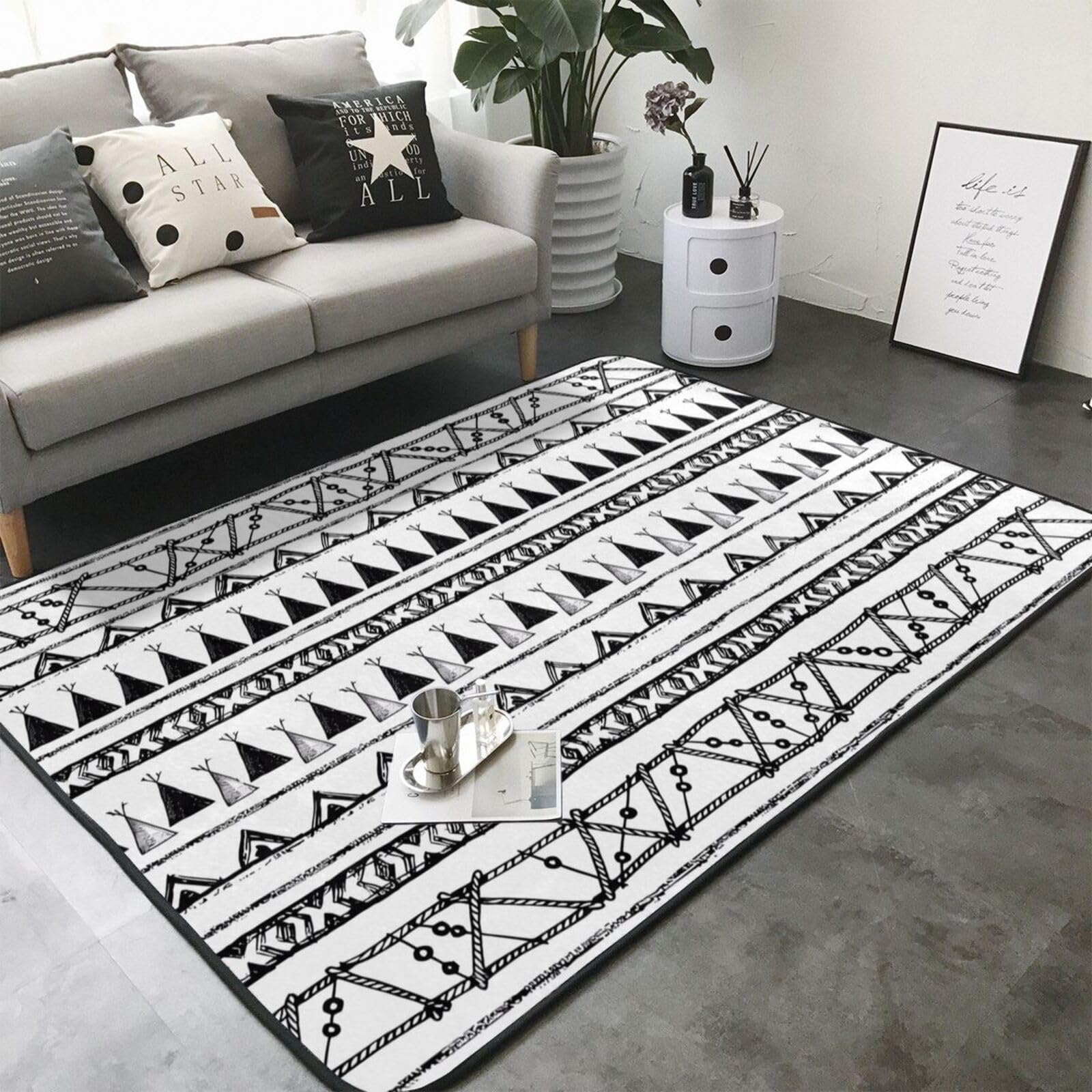 Tappeto in finta pelliccia con stampe con motivi nativi americani, 203,2 x 147,3 cm, ultra assorbente e morbido, comodo per casa, ufficio e oltre