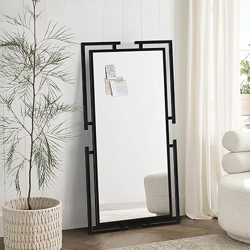 Miniatura 13 de Espejo de pared decorativo grande, espejo negro de 24 x 36 pulgadas para baño, espejo templado para decoración de pared con marco de metal para sala