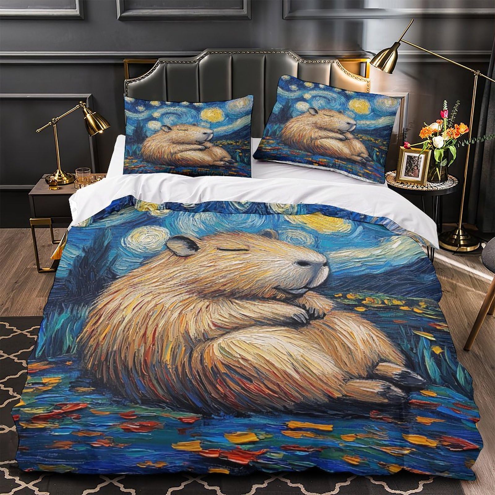 Parure de lit Capybara hypoallergénique et respirante en 135x200