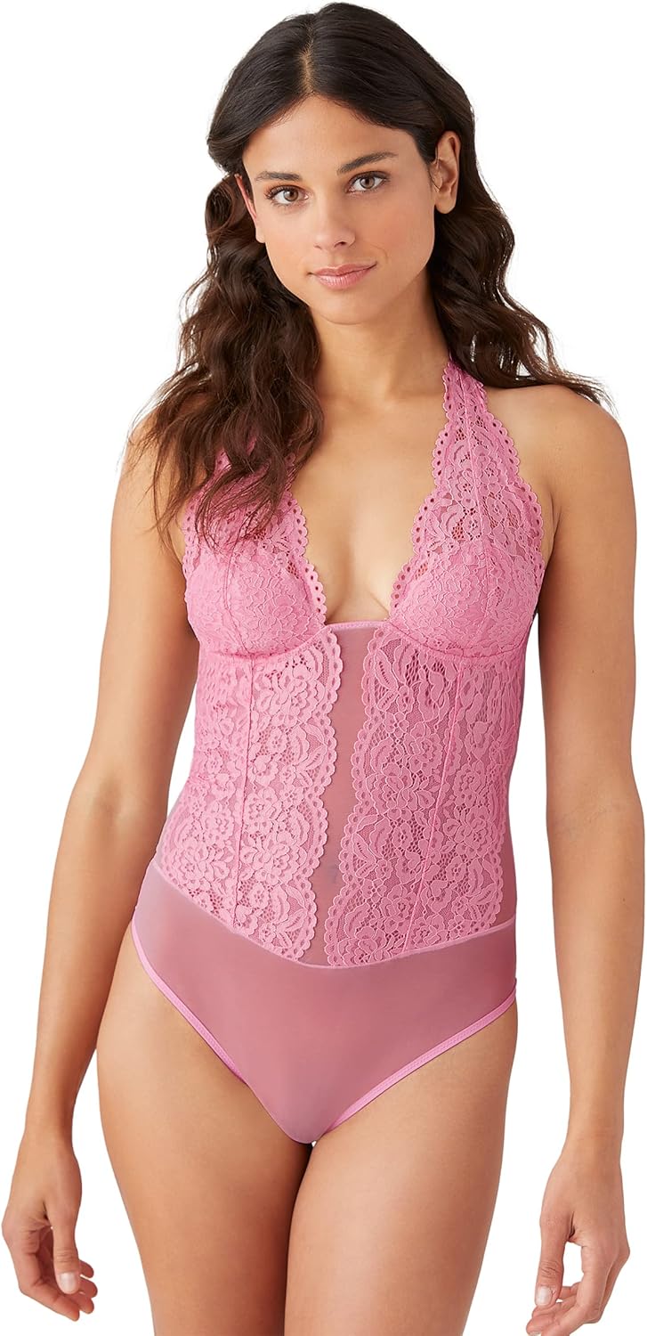 b.tempt'd Women's Ciao Bella Pull on Wire Free Halter Thong Bodysuit, 936144