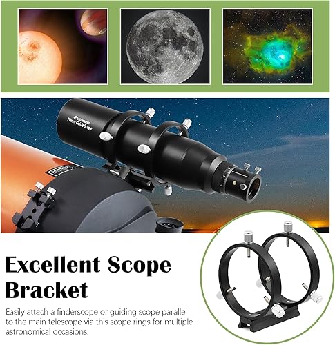 Miniatura 7 de Astromania Juego de anillos de guía ajustables con placa – 3.543 in de diámetro interior (par) – para tubo de telescopio de diámetro o buscadores