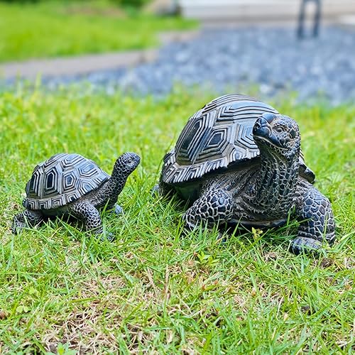 Miniatura 6 de Estatua de tortuga para exteriores, 2 piezas, estatua de jardín de tortuga, decoración al aire libre, escultura, decoración de resina, patio,