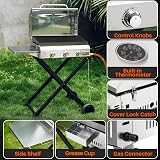 onlyfire BBQ Gas Grill Trolley Plancha 3 Burners Stainless Steel Foldable Trolley Wheels Thermometer Grill Surface 57 x 36 cm 7 kW Outdoor Camping Balcony Garden - 4