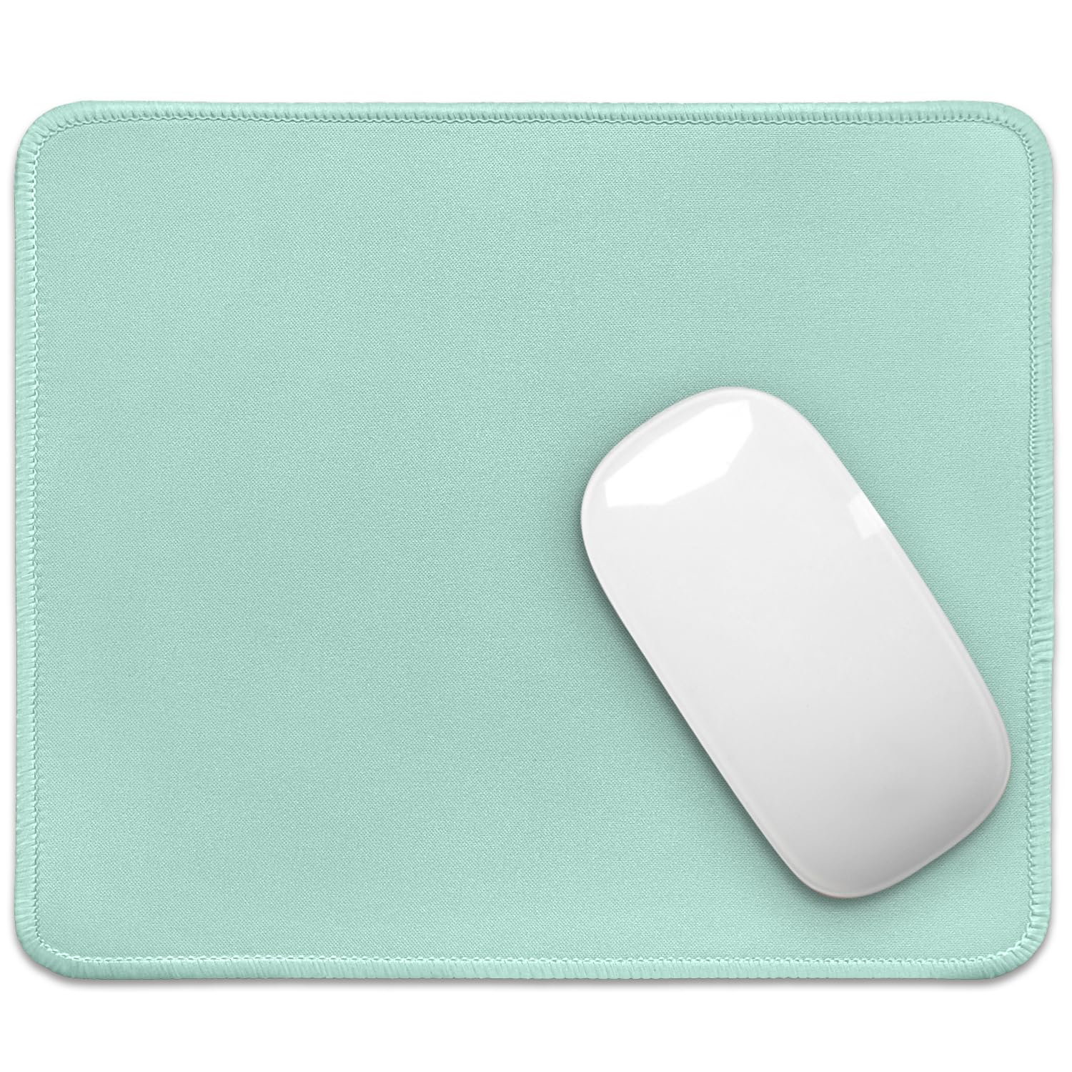 FROGIGO Mouse Pad with Stitched Edges - Solid Color Mousepad for Women, 9.25 x 7.75 inch Washable Square Desk Pad, Non-Slip Rubber Base, Office Home Laptop Accessories - Baby Blue