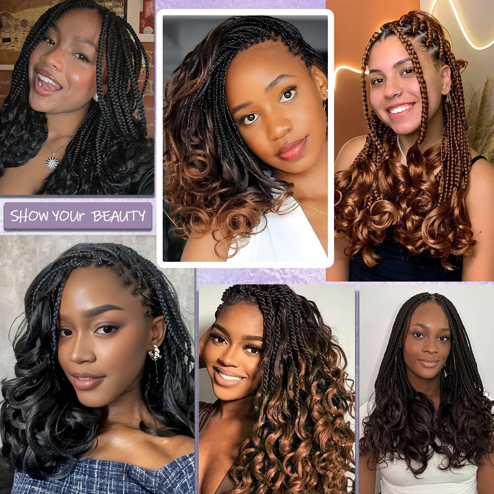 12 Inch French Curls Braiding Hair 8 Packs Spanish Curly Braids Pre Stretched Loose Wave Soft French Curl Synthetic Braiding Hair Extensions for Women (1B, 12 Inch (Pack of 8))