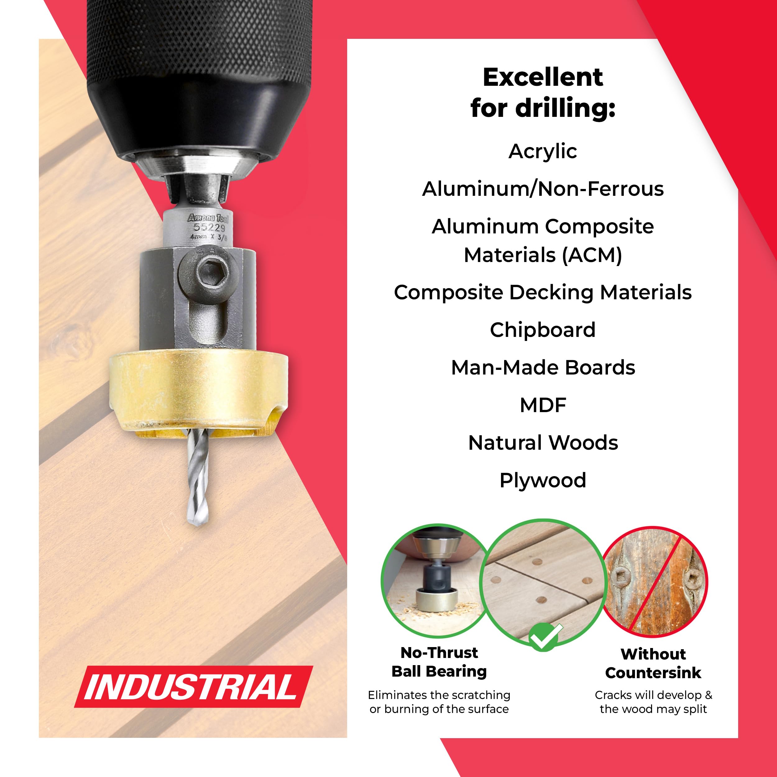 Amana Tool 82 Degree Countersink with Drill Bit Depth Stop and No