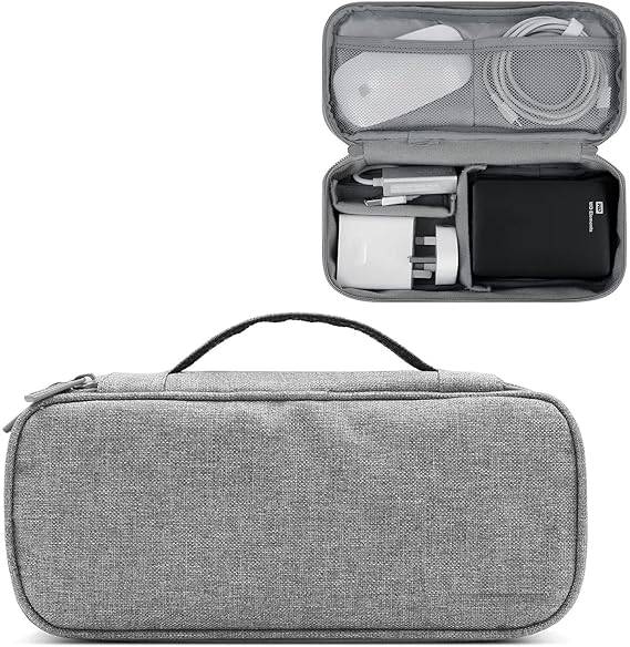 Solotravel Electronic Gadget Accessories Nylon Organizer Bag For Cables Charger Power Cord Power Bank Hard Disk Headphones, Laptops (Grey Color)