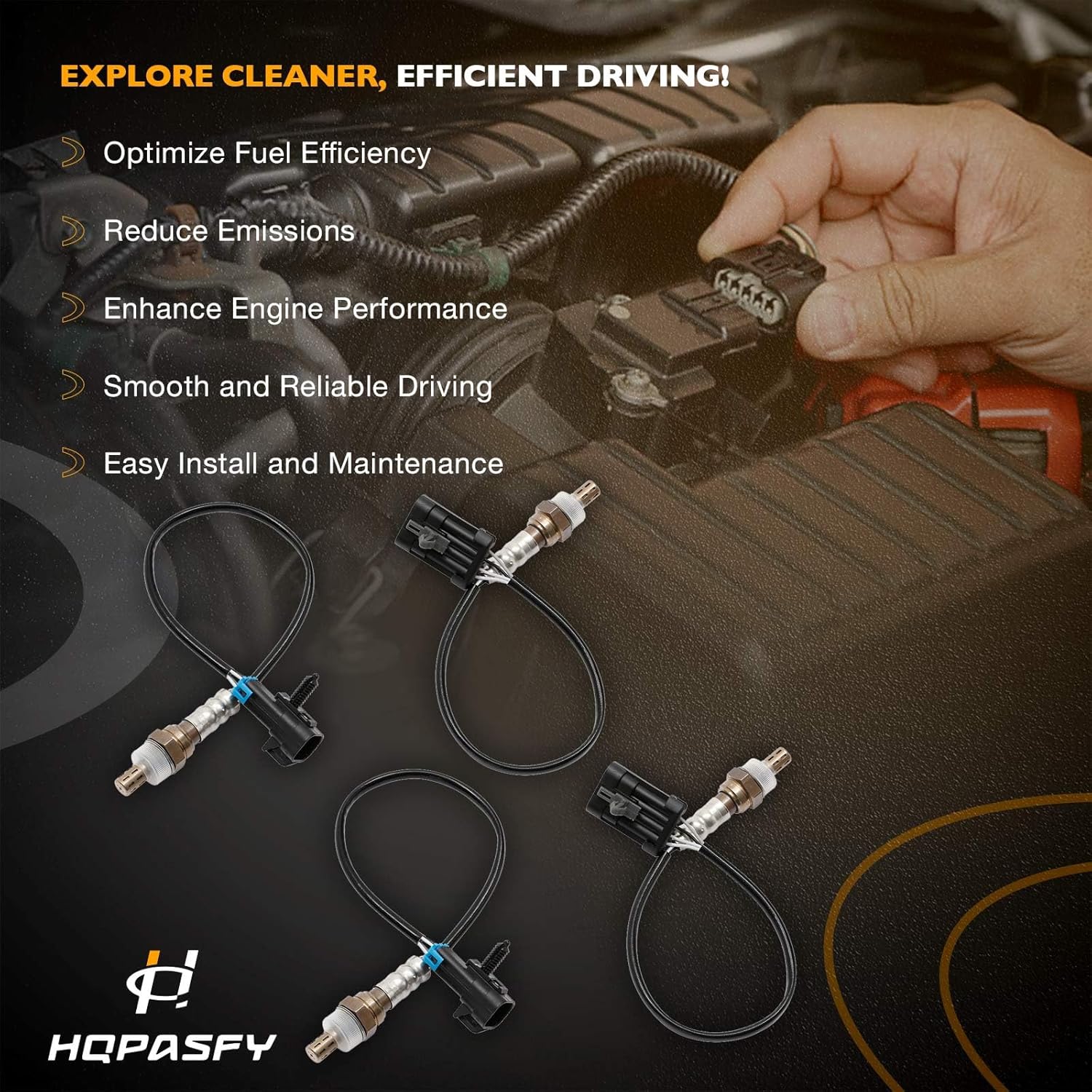 HQPASFY 234-4012, 234-4018 O2 Oxygen Sensor Compatible with Chevy Silverado Tahoe Suburban Express GMC Sierra Yukon Cadillac Escalade & More 4.3L 4.8L 5.0L 5.7L O2 Sensor (4 Pack)