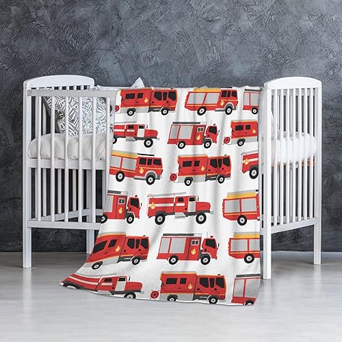 Miniatura 149 de Manta de bebé de bomberos con camión de bomberos, súper suave, manta acogedora para recién nacido, manta de recepción para bebé, manta para cuna, 40