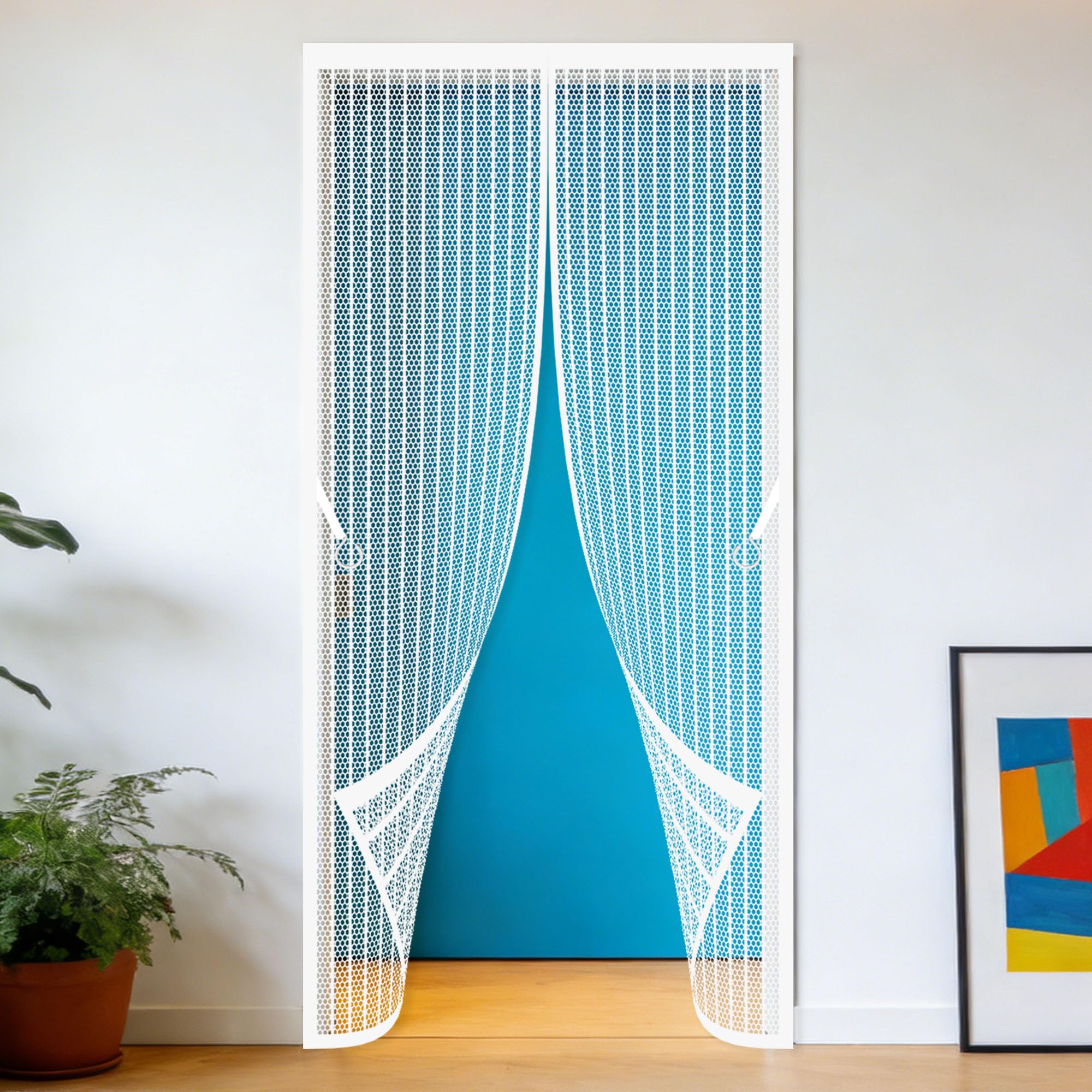 Moustiquaire magnétique de porte rideau anti mouches blanc 110 x 236 cm