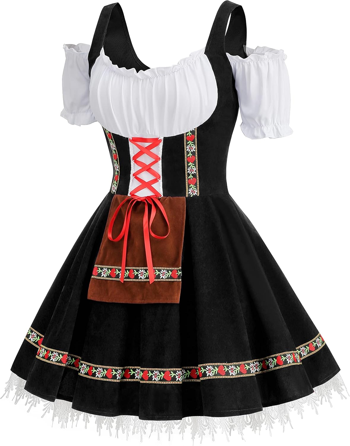 Colorful House Womens Oktoberfest Costume, Velvet German Bavarian Dress for Halloween Carnival - Image 2