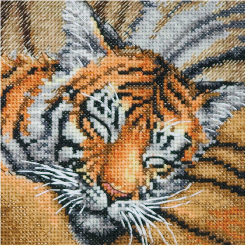 Dimensions Counted Cross Stitch Kit Gold Collection 'Cozy Cub', 18 Count Ivory Aida, 5'' x 7''