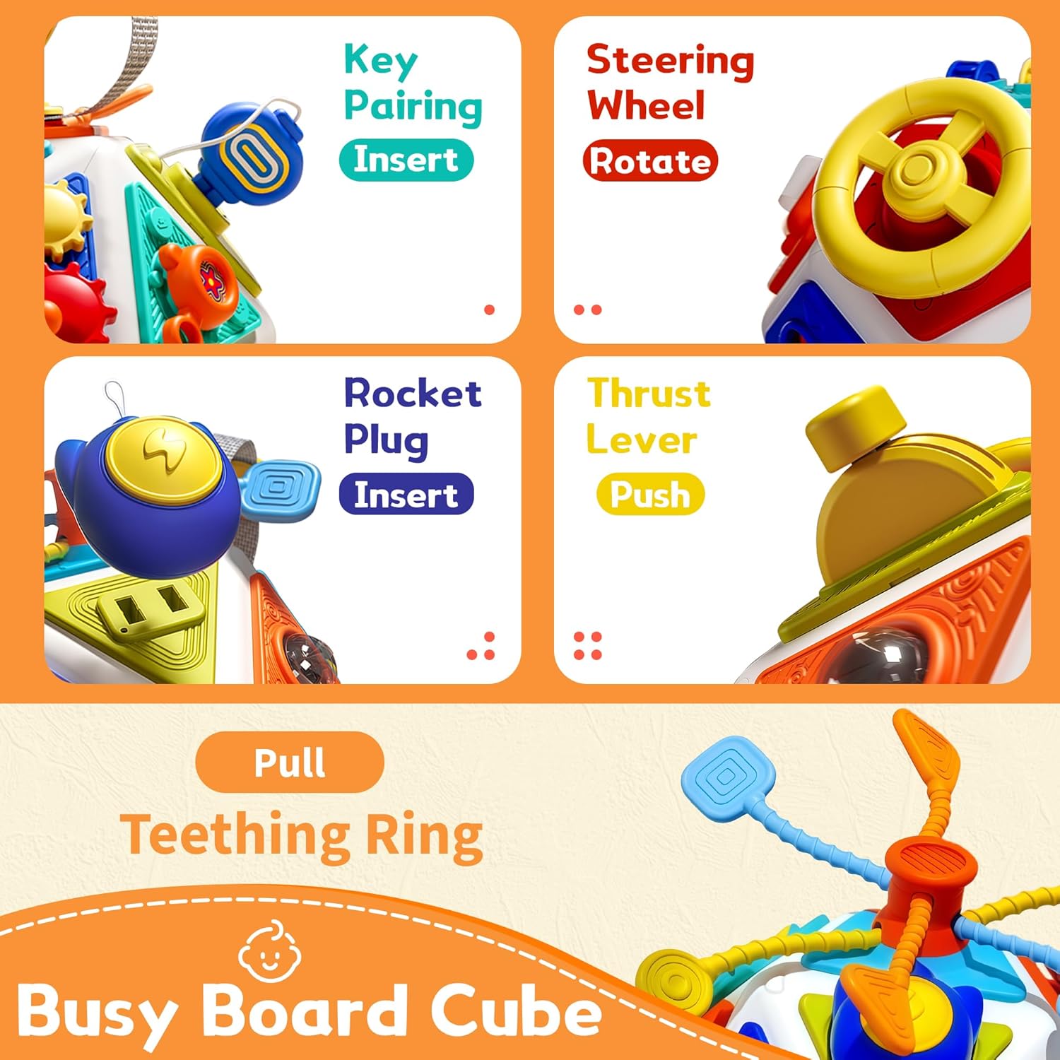 22-in-1 Busy Board for 1 Year Old, Activity Cube Montessori Sensory Toys for for Toddler 1-3, Early Educational Travel Toy for 1 Year Old Kid , Fine Motor Skills Gifts for Infant 12-18 M+ Boys & Girls