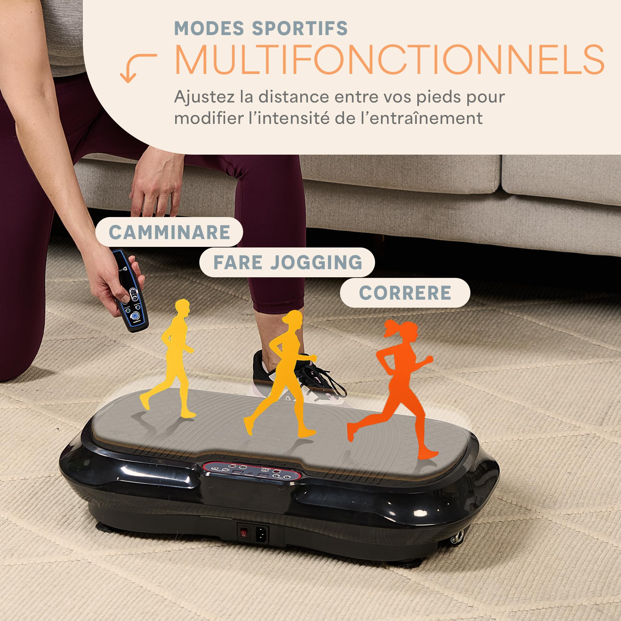 Lifepro Machine d'exercice à Plaque Vibrante Plateforme de Fitness avec Bandes en Boucle Télécommande