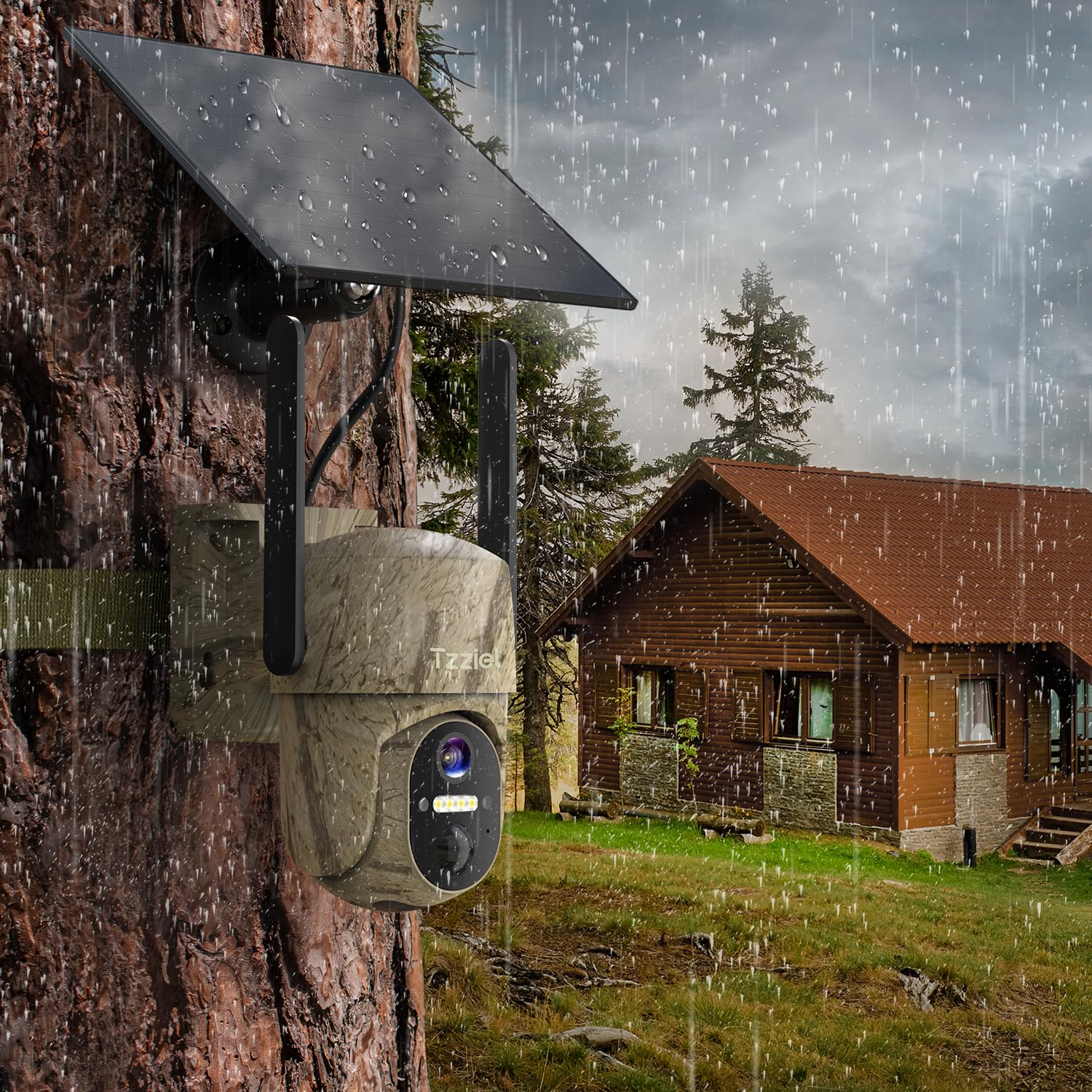 3G/4G LTE Cámara fototrampeo de Vigilancia Exterior con Batería Solar, 2K Visión Nocturna en Color, PIR Detección de Movimiento, IP66, Adecuado para Uso en Exteriores o en Lugares sin WiFi