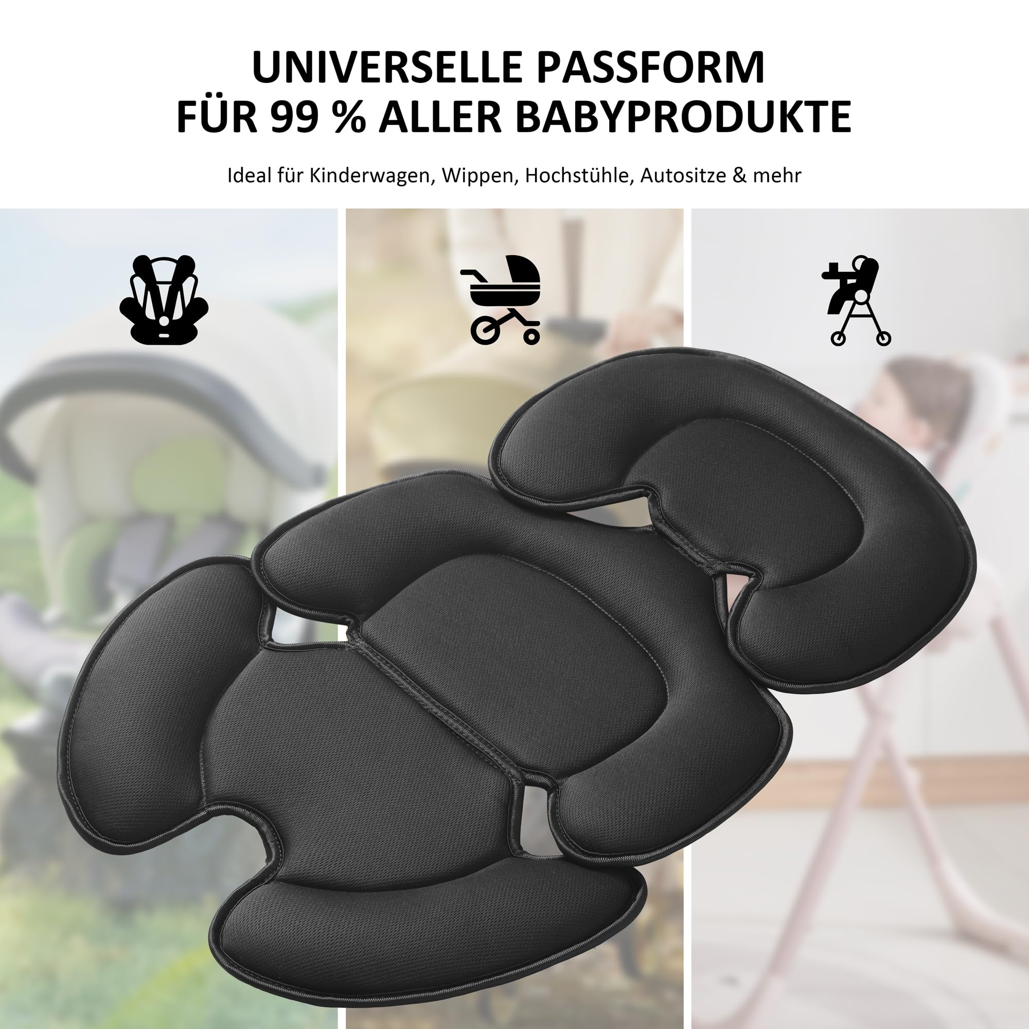 Coussin universel pour siège bébé - Tapis réversible pour siège bébé et poussette - Appuie-tête et corps pour nouveau-né - Coussin toutes saisons pour chaise haute, siège bébé et voyage