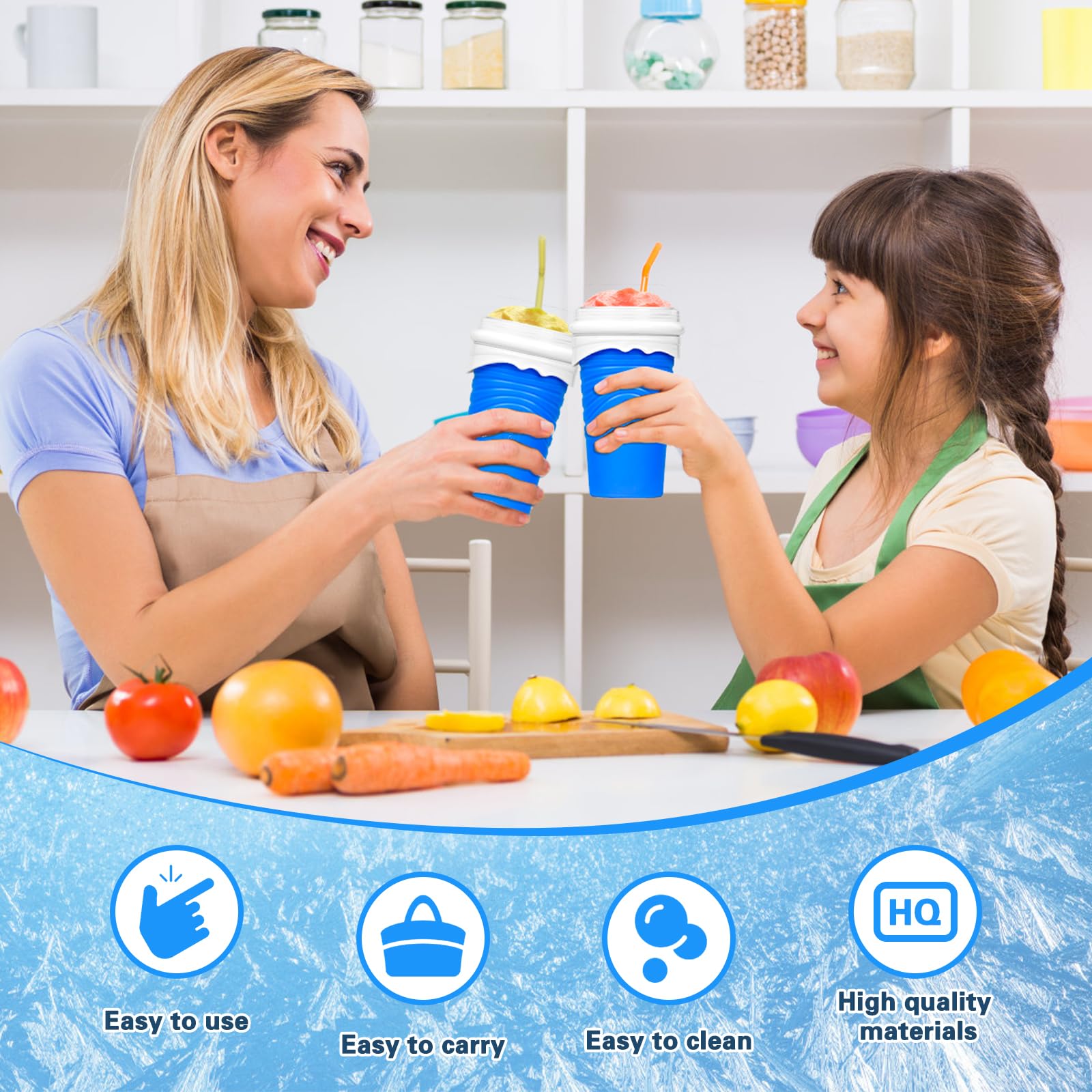 Slushy Maker 500 ml Macchina per Granita in Silicone Frozen Magic Squeeze Cup Smoothie DIY Homemade Smoothie Cup with 2 In 1 Straw And Spoon per l'estate