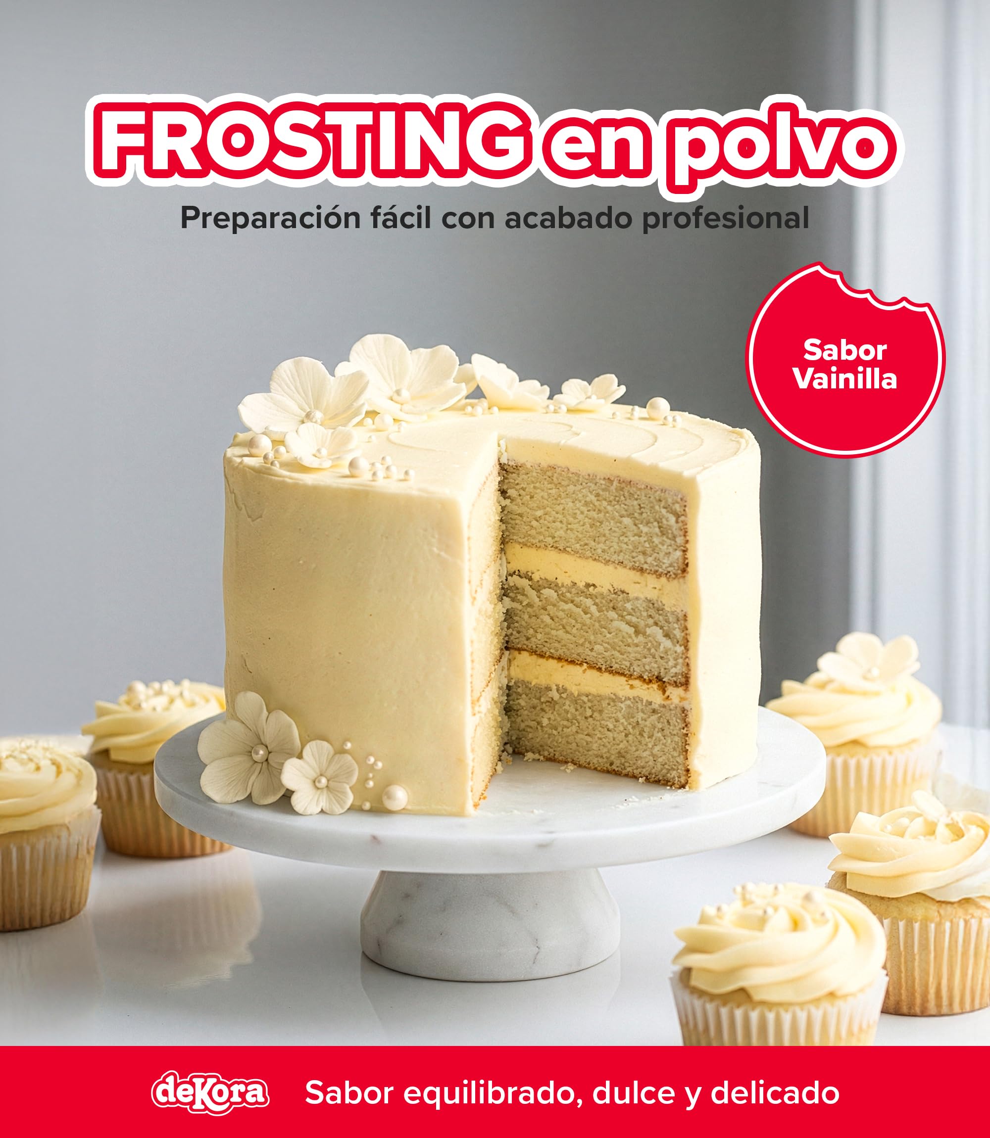dekora Preparado en polvo para crema sabor vainilla Frosting Buttercream 300 g sin gluten