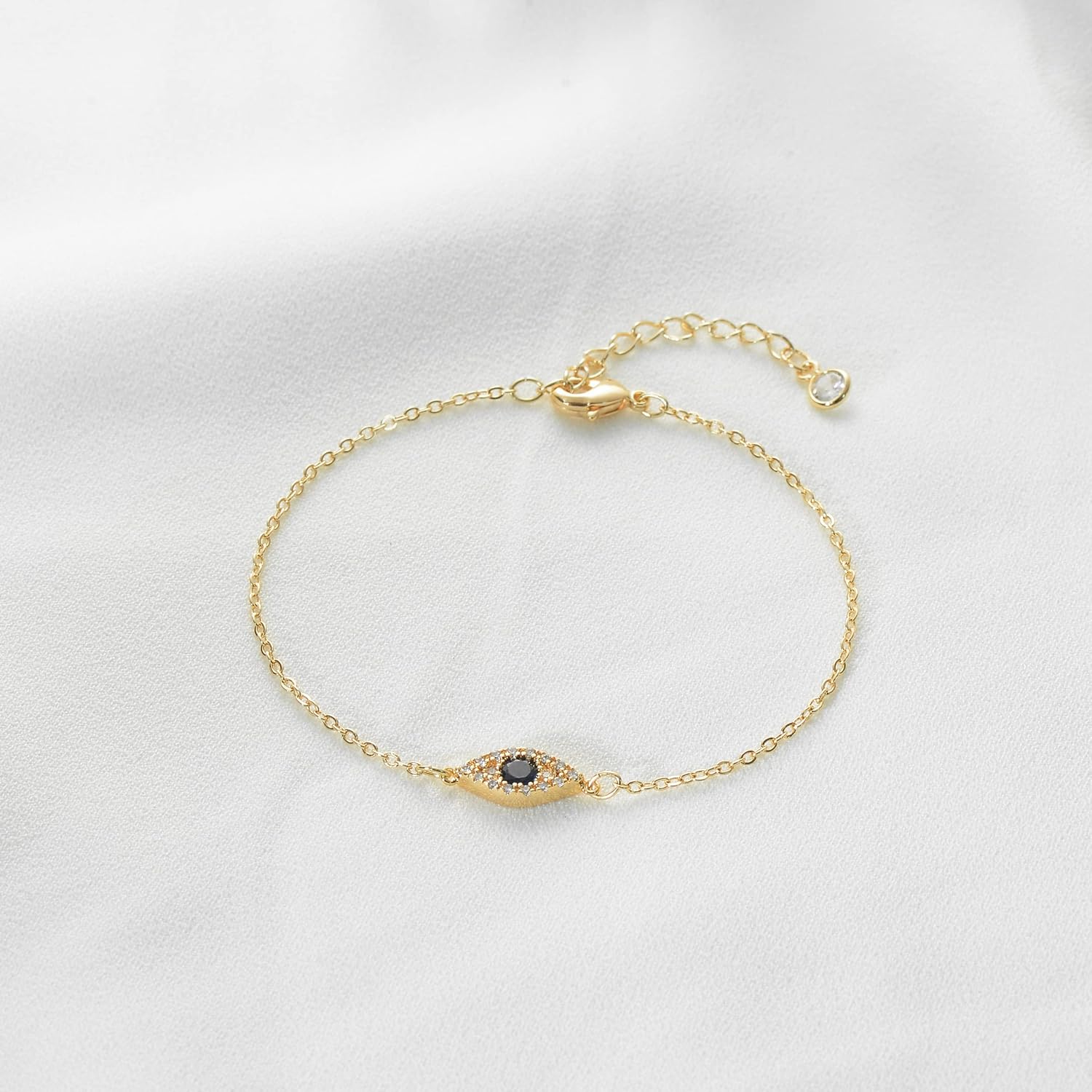 MTMY Evil Eye Bracelet for Women 14K Gold Plated Dainty Bracelets with Crystcal Adjustable Chain Cute Eye Bracelet Gold Jewelry for Her - Image 5